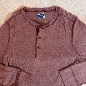 J. Crew Men’s 1/4 Button Long Sleeve Tee Red Stripe